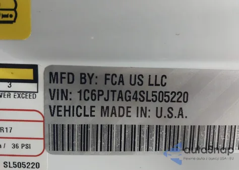 2025 Jeep Gladiator Nighthawk z USA, uszkodzony, nr VIN 1C6PJTAG4SL505220